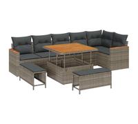 vidaXL Ensemble de canapé de Jardin 9 pc 6-Nombre de Places Gris