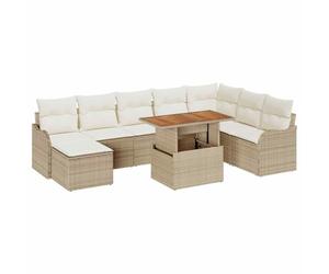 vidaXL Ensemble de canapé de Jardin 9 pc Beige et crème | Facile à réarranger pour s'adapter à ton espace , Avec une fermeture éclair pour les retirer facilement ,