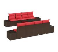 vidaXL Ensemble de canapé de Jardin 9 pc Beige et Rouge polyrotin | Change-le à ta façon, Fait pour affronter le temps, Les coussins offrent un super soutien