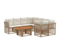 vidaXL Ensemble de canapé de Jardin 9 pc Blanc Naturel et Crème