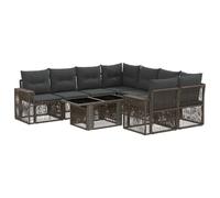 vidaXL Ensemble de canapé de Jardin 9 pc Gris et Gris foncé polyrotin