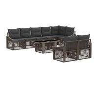 vidaXL Ensemble de canapé de Jardin 9 pc Gris et Gris foncé polyrotin