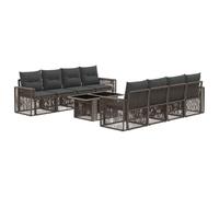 vidaXL Ensemble de canapé de Jardin 9 pc Gris et Gris foncé polyrotin