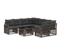 vidaXL Ensemble de canapé de Jardin 9 pc Gris et Gris foncé polyrotin