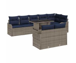 vidaXL Ensemble de canapé de Jardin 9 pc Gris Poly rotin | Ce canapé a des sièges et des dossiers bien rembourrés, couverts de tissu en polyester tout doux Parfait pour un après-midi