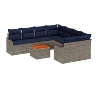 vidaXL Ensemble de canapé de Jardin 9 pc Gris polyrotin