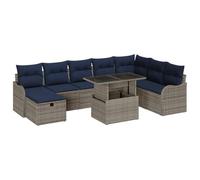 vidaXL Ensemble de canapé de Jardin 9 pc Gris polyrotin | Arrange-le comme tu veux pour le configurer différemment, Fait pour tenir le coup face aux conditions climatiques, Conçu