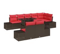 vidaXL Ensemble de canapé de Jardin 9 pc Marron polyrotin | Agencements flexibles pour n'importe quel coin , Fait pour durer à l'extérieur sans soucis , Coussins super moelleux pour