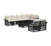 vidaXL Ensemble de canapé de Jardin 9 pc Noir et Blanc crème polyrotin