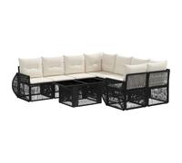 vidaXL Ensemble de canapé de Jardin 9 pc Noir et Blanc crème polyrotin