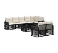 vidaXL Ensemble de canapé de Jardin 9 pc Noir et Blanc crème polyrotin