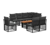 vidaXL Ensemble de canapé de Jardin 9 pc Noir et Gris foncé polyrotin