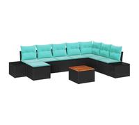 vidaXL Ensemble de canapé de Jardin 9 pc Noir et Turquoise
