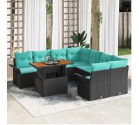 vidaXL Ensemble de canapé de jardin 9 pc Noir Poly rotin 3358055