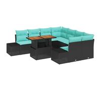 vidaXL Ensemble de canapé de Jardin 9 pc Noir Poly rotin | Configuration flexible pour s'adapter à n'importe quel espace, Matériaux résistants aux UV et imperméables, Coussins doux