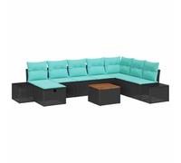 vidaXL Ensemble de canapé de Jardin 9 pc Noir Poly rotin | Configuration flexible pour tous les types d'arrangements , Reste stable même sur un sol inégal , Texture unique qui a l'air