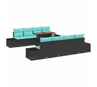 vidaXL Ensemble de canapé de Jardin 9 pc Noir Poly rotin | Mixe et assortis les pièces comme tu veux, Tissu costaud parfait pour l'extérieur, Accueille confortablement jusqu'à 6