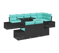 vidaXL Ensemble de canapé de Jardin 9 pc Noir polyrotin