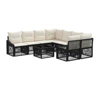 vidaXL Ensemble de canapé de Jardin 9 pc Noir polyrotin
