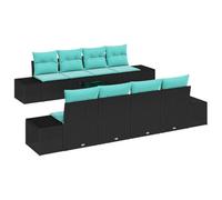 vidaXL Ensemble de canapé de Jardin 9 pc Noir polyrotin | Change facilement pour un seating flexible, Hauteur ajustable pour s'adapter à toutes les surfaces, Fabriqué avec soin, ça