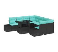 vidaXL Ensemble de canapé de Jardin 9 pc Noir polyrotin | Tu peux changer l'agencement facilement , Parfait pour l'extérieur, sans souci , Coussins en polyester doux pour la détente