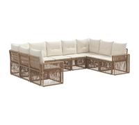 vidaXL Ensemble de canapé de Jardin 9 pcs Beige et Blanc crème, Salon de Jardin Moderne, résistant aux intempéries, Design modulable, canapé extérieur pour se détendre sur Le Patio