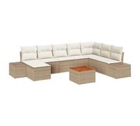 vidaXL Ensemble de canapé de Jardin 9 pcs Beige et Blanc, Jardin et terrasse, Ensemble Moderne de Salon extérieur, canapé modulaire, Solide Cadre en Acier, Meuble résistant au Temps
