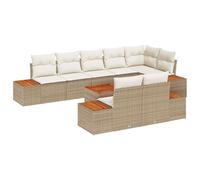 vidaXL Ensemble de canapé de Jardin 9 pcs Beige et crème Poly rotin, Canapé d'extérieur Moderne pour Jardin et terrasse, mobilier Flexible, Coins Repas relaxants