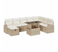 vidaXL Ensemble de canapé de Jardin 9 pcs Beige Poly rotin, Canapé de Jardin et terrasse, mobilier modulable léger, matériaux résistants aux UV, rangements Pratiques