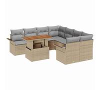vidaXL Ensemble de canapé de Jardin 9 pcs Beige Poly rotin, Jardin et Terrasse, Canapé Rectangulaire en Rotin, Module Pratique pour Dîner en Plein Air, Design Moderne