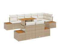 vidaXL Ensemble de canapé de Jardin 9 pcs Beige Poly rotin, Set de Jardin, Salon Moderne, canapé modulable en rotin, Espace de Rangement, mobilier pour terrasse