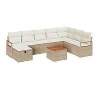 vidaXL Ensemble de canapé de Jardin 9 pcs Beige Poly rotin, Sofa d'extérieur Moderne, léger, résistant aux UV, Parfait pour Votre Jardin, terrasse ou Patio ce Printemps
