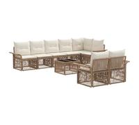 vidaXL Ensemble de canapé de Jardin 9 pcs Beige polyrotin, Canapé de Jardin Moderne, mobilier de Patio résistant, Salon extérieur modulable, Lounge reconfigurable