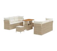 Ensemble de canapé de jardin 9 pièces avec coussins beige poly rotin 3361441