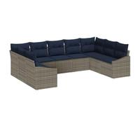 vidaXL Ensemble de canapé de Jardin 9 pcs Gris et Bleu Marine, Canapé modulaire de Jardin et terrasse, mobilier résistant, Bois Acacia Contre Les UV pour Un Style Cool
