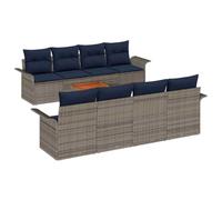 vidaXL Ensemble de canapé de Jardin 9 pcs Gris et Bleu Marine, Salon de Jardin et terrasse, Ensemble Moderne, canapé résistant aux UV, Coin Salon extérieur, Confort au Rendez-Vous