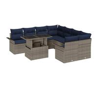 vidaXL Ensemble de canapé de Jardin 9 pcs Gris Poly Rattan, Canapé extérieur Moderne en Poly rotin, mobilier pour Jardin et terrasse, Ensemble Lounge modulable