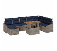 vidaXL Ensemble de canapé de Jardin 9 pcs Gris Poly rotin, Canapé extérieur Moderne et résistant, idéal pour Le Jardin, Salon, Salon Polyvalent, Meubles d'extérieur étanches