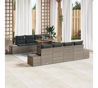 vidaXL Ensemble de canapé de jardin 9 pcs Gris Poly rotin, Canapé modulable pour jardin et terrasse, grand espace 3358673 Gris