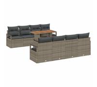 vidaXL Canapé de Jardin 9 Pièces avec Coussins Rattan Poly Gris