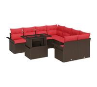 vidaXL Ensemble de canapé de Jardin 9 pcs Marron Poly Rattan, Canapé extérieur Moderne en Poly rotin, mobilier pour Jardin et terrasse, Ensemble Lounge modulable