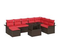 vidaXL Ensemble de canapé de Jardin 9 pcs Marron Poly rotin, Canapé Contemporain rectangulaire, léger et résistant aux UV, Parfait pour Jardin et terrasse, Confortable pour se détendre