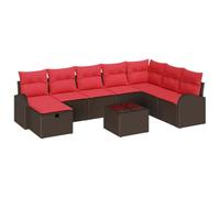 vidaXL Ensemble de canapé de Jardin 9 pcs Marron Poly rotin, Canapé de Jardin et terrasse, Moderne, léger, résistant aux UV, avec rangements modulaires