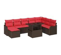 vidaXL Ensemble de canapé de Jardin 9 pcs Marron Poly rotin, Ensemble Jardin et terrasse, Moderne, résistant aux UV, canapé extérieur léger, Rattan, mobilier de Patio