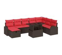 vidaXL Ensemble de canapé de Jardin 9 pcs Marron Poly rotin, Jardin et Terrasse, Mobilier Extérieur Moderne, Canapé Modulable Léger, Résistant aux UV, Options de Sièges Flexibles