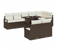 vidaXL Ensemble de canapé de Jardin 9 pcs Marron Poly rotin, Salon de Jardin Moderne, canapé modulable, Pieds Ajustables, Lounge en rotin Confortable, Assise Flexible