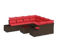vidaXL Ensemble de canapé de Jardin 9 pcs Marron polyrotin, Canapé Moderne pour Jardin et terrasse, léger, résistant aux UV, Parfait pour se détendre Dehors
