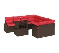 vidaXL Ensemble de canapé de Jardin 9 pcs Marron polyrotin, Canapé modulaire résistant, pour Jardin et terrasse, Meubles d'extérieur, Parfait pour l'été et Le Printemps
