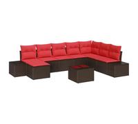 vidaXL Ensemble de canapé de Jardin 9 pcs Marron polyrotin, Jardin et terrasse, Ensemble Moderne de Salon extérieur, canapé en rotin résistant, sièges Flexibles en Acier