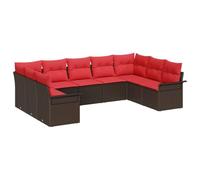 vidaXL Ensemble de canapé de Jardin 9 pcs Marron polyrotin, Salon de Jardin et terrasse, canapé modulable en Rattan, léger, résistant UV, Style Moderne pour se détendre Dehors
